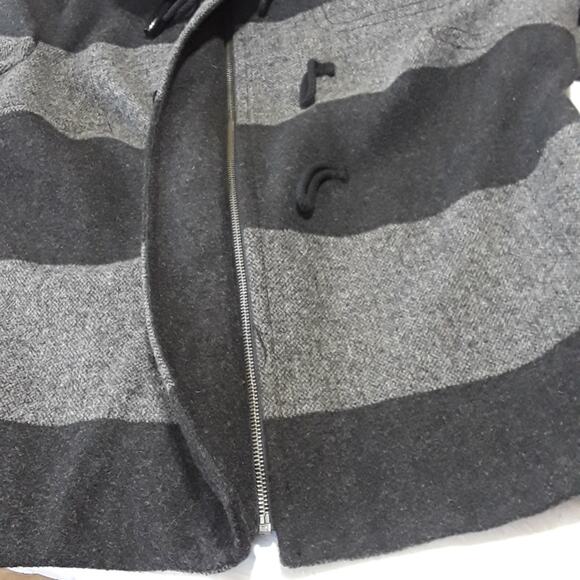 Old Navy Womens Sz L Gray Lined Wool Blend Full Zip Toggle Buttons Hooded Coat - Picture 8 of 13